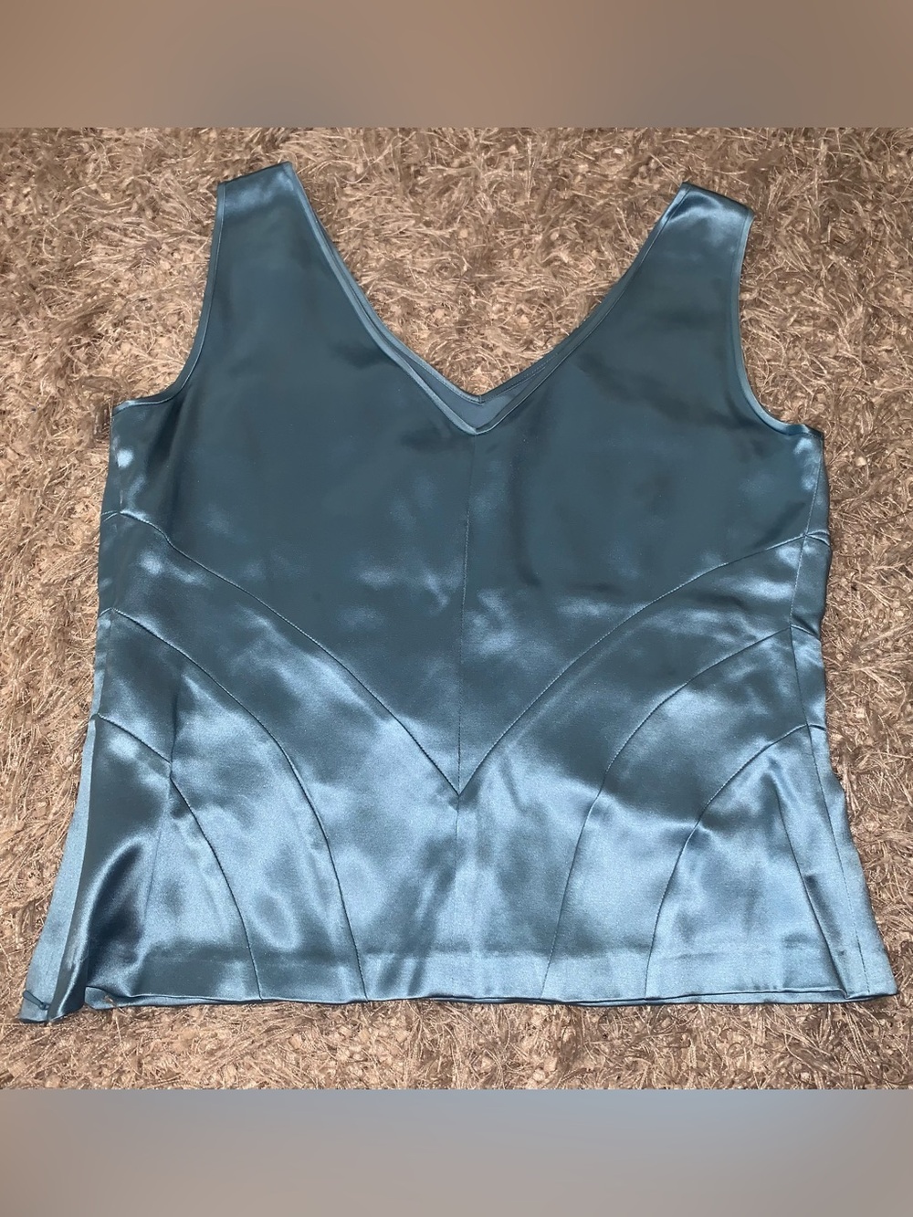 3 for $30 ⚡️ Jones New York Satin V-Neck Tank Top in Blue 100% Silk size 8 - Picture 2 of 7